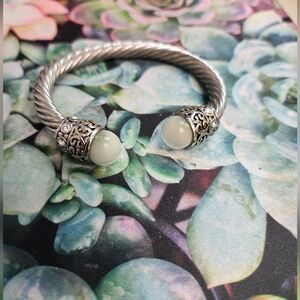 Elegant Silver and White Women's Bracelet